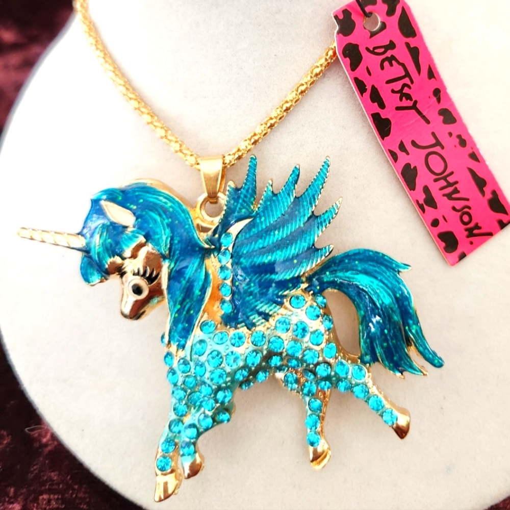 Flying Pegasus Unicorn Bestey Johnson Necklace NWT